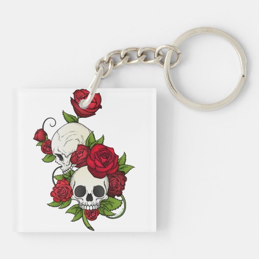 Porte-clés Crânes Roses Día de Muertos (Dos)