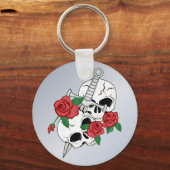 Porte-clés Crânes, roses et poignard (Recto)