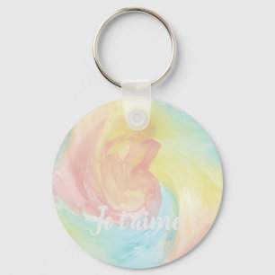 Porte-clés Cravate-Dye Retro Pastel Peinture d'Aquarelle dans