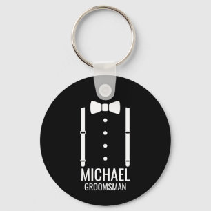 Porte-clés Cravate Mariage noir Groomsmen personnalisé