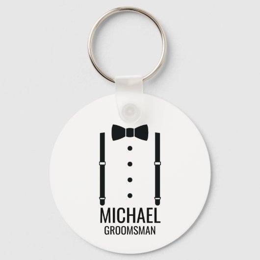 Porte-clés Cravate Mariage noir Groomsmen personnalisé (Recto)