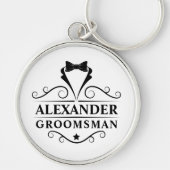 Porte-clés Cravate Noire Groomsman Premium Round (Devant)