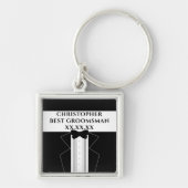 Porte-clés Cravate Noire Meilleur Groomsman Tuxedo Mariage Po (Devant)