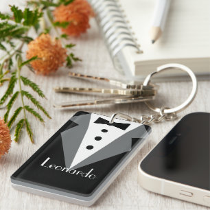 Porte-clés Cravate noire Tuxedo personnalisée