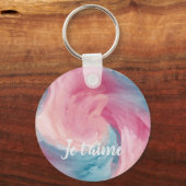 Porte-clés Cravate-teinture rose et bleu Peinture d'aquarelle (Recto)