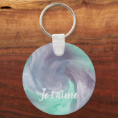 Porte-clés Cravate-teinture violet vert peint Aquarelle dans  (Recto)