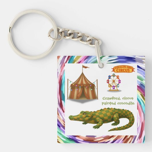 Porte-clés Crawford, crocodile de cirque peint (Devant)