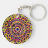 Porte-clés Crayon de couleur violet jaune mandala carte posta (Dos)