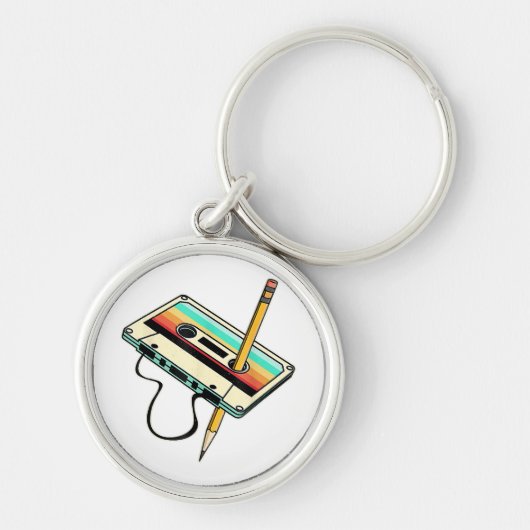 Porte-clés Crayon de ruban de cassette des années 80 Lancer r (Devant)