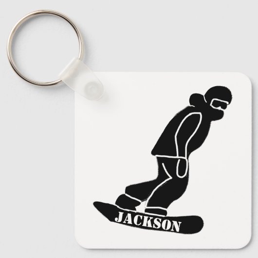 Porte-clés Crayon de snowboard freeride noir (Recto)