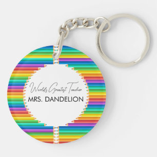 Porte-clés Crayons arc-en-ciel école du professeur le plus gé