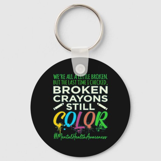 Porte-clés Crayons brisés Soutien à la sensibilisation à la s (Recto)