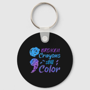 Porte-clés Crayons cassés Couleur encore Mois de sensibilisat