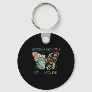 Porte-clés Crayons Cassés De Femmes Colorent Encore Papillon 