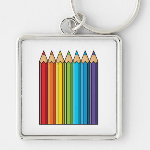 Porte-clés Crayons de couleur arc-en-ciel