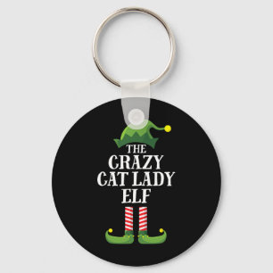 Porte-clés Crazy Cat Lady Elf Matching Family Group Noël