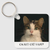 Porte-clés Crazy cat lady photos texte personnalisé (Recto)