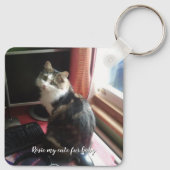 Porte-clés Crazy cat lady photos texte personnalisé (Dos)