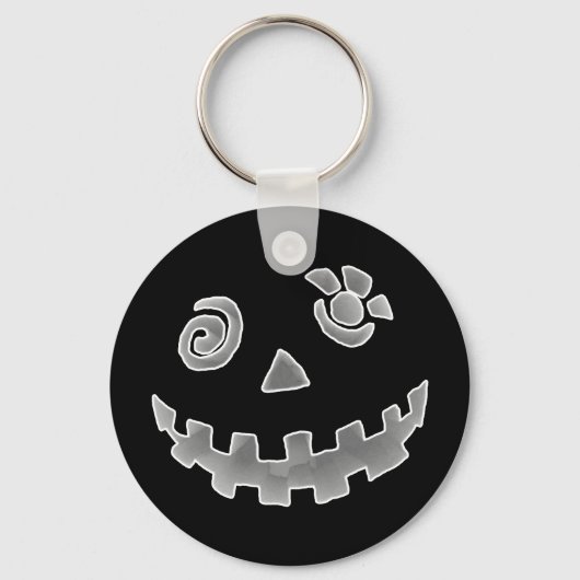 Porte-clés Crazy Jack O Lantern Pumpkin Face White Gray (Recto)