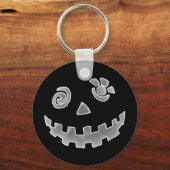 Porte-clés Crazy Jack O Lantern Pumpkin Face White Gray (Recto)