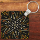 Porte-clés Creamy Golden Yellows Raked Pattern On Black (Verso)