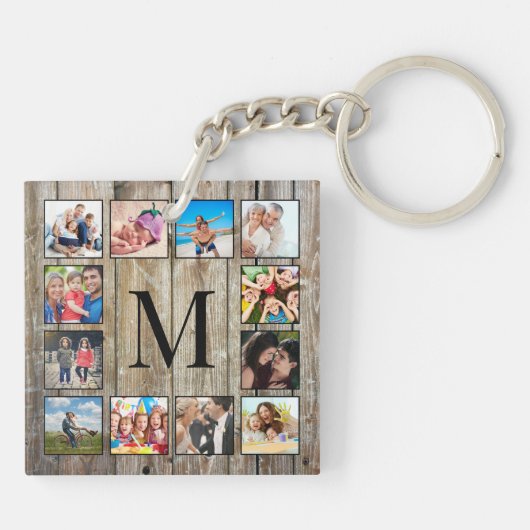 Porte-clés Create Your Custom Photo Collage Rustic Farmhouse (Dos)