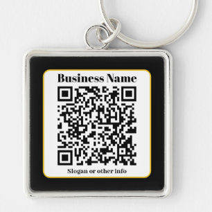 Porte-clés Create Your Own QR Code   Black White Gold Border