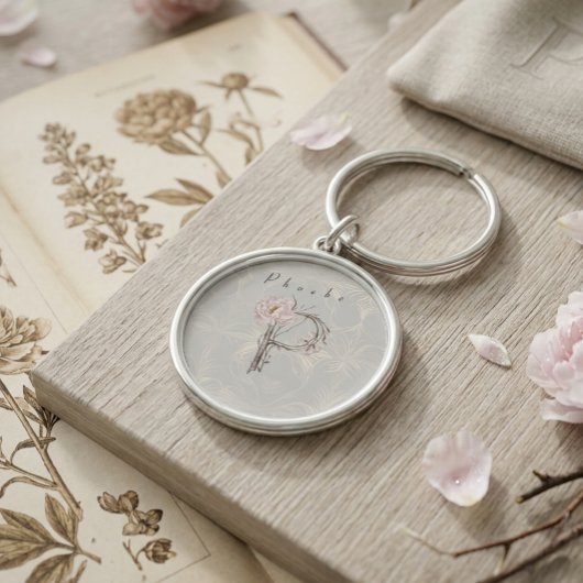 Porte-clés Création de monogramme P Phœbé inspirée de la natu