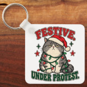 Porte-clés Création de Noël drôle sous protestation (Recto)