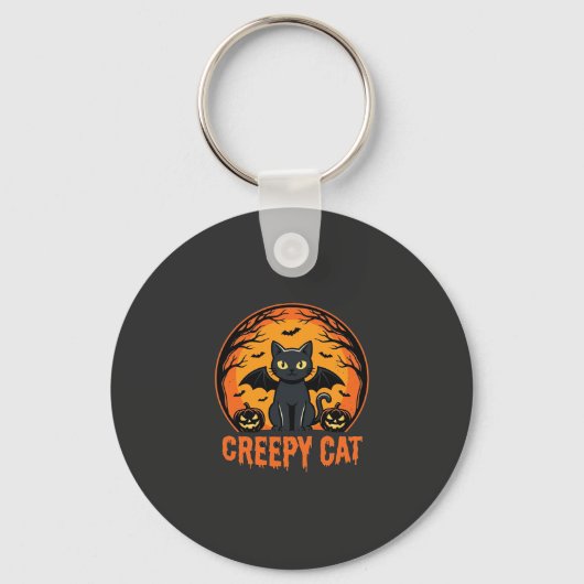 Porte-clés Création graphique de chat effrayant Halloween cha (Recto)