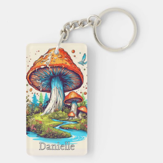 Porte-clés Creative Custom Monogram Psychedelic Mushroom (Dos)