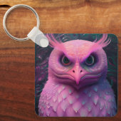 Porte-clés Créature hybride Murloc/Chouette rose (Recto)