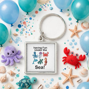 Porte-clés Créatures marines s'amusant sous la mer Anniversai