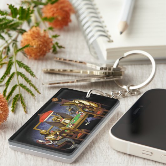 Porte-clés Créatures Mythiques Jouer Au Poker (Devant droit)