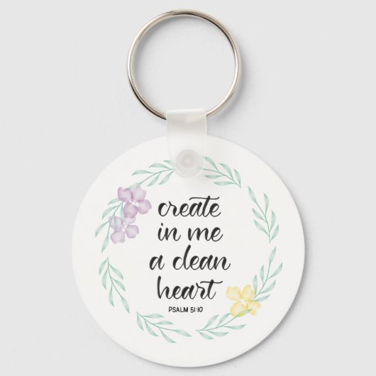 Porte-clés Créer en moi un coeur propre | couronne d'aquarell (Recto)
