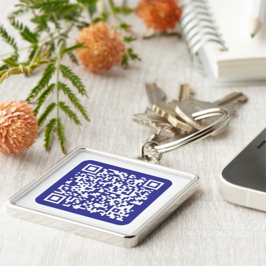 Porte-clés Créer un code QR analysable | Bleu foncé modifiabl (Côté)