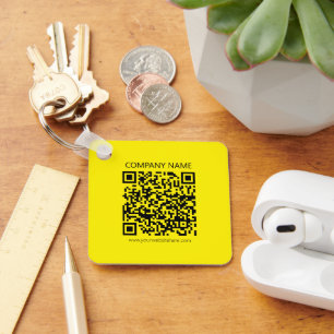 Porte-clés Créer un code QR Facilement visible jaune vif no