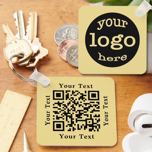Porte-clés Créer un code QR personnalisé Entreprise Logo Gold
