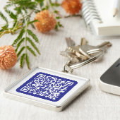Porte-clés Créer un code QR scannable | Bleu foncé modifiable (Côté)