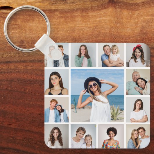 Porte-clés Créez Votre Propre Collage de 13 Photos (Recto)