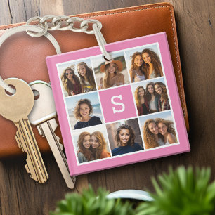 Porte-clés Créez Votre Propre Collage Instagram Monogramme Pe