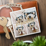 Porte-clés Créez votre propre collection de photos 4 - Nom du<br><div class="desc">Utilisez jusqu'à quatre photos de téléphone carré ou selfie pour créer un cadeau unique et personnel. Ou vous pouvez garder le chiot hipster et faire un gardien branché. Si vous avez besoin d'ajuster les images,  cliquez sur l'outil personnaliser pour apporter des modifications.</div>