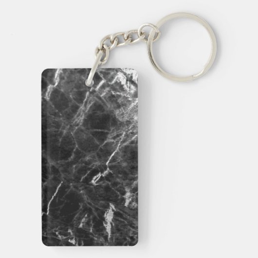 Porte-clés Créez votre propre rectangle en marbre noir (Dos)
