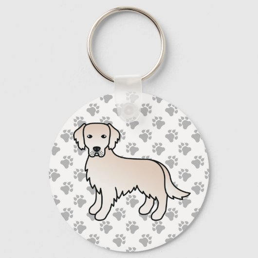 Porte-clés Crème anglaise Golden Retriever Cartoon Chien & Pw (Recto)