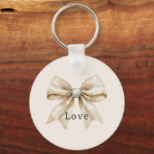 Porte-clés Crème chic blanc argent glam Bow Love (Recto)