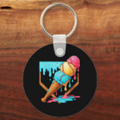 Porte-clés Crème de glace de baseball goutte drôle de basebal (Recto)
