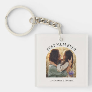 Porte-clés Crème élégante arche photo typographie meilleur ma
