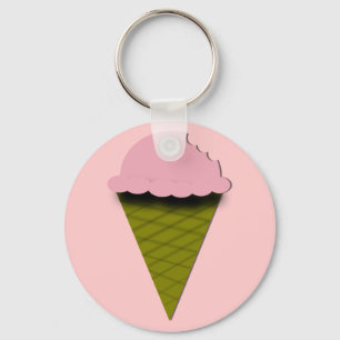 Porte-clés Crème glacée aux fraises vectorielles mignonne