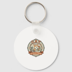 Porte-clés Crème Glacée Chat Salon de Crème Glacée Chat Vint