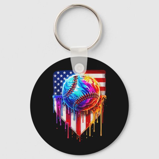Porte-clés Crème glacée de baseball American Drapeau (Recto)